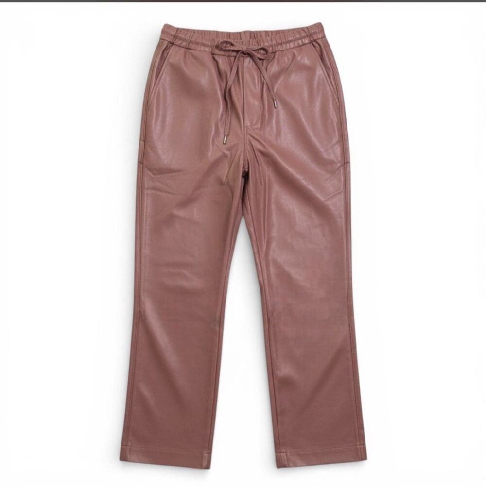 Wildfang The Empower Vegan Leather Drawstring Pants Rose Brown Size Small NWT